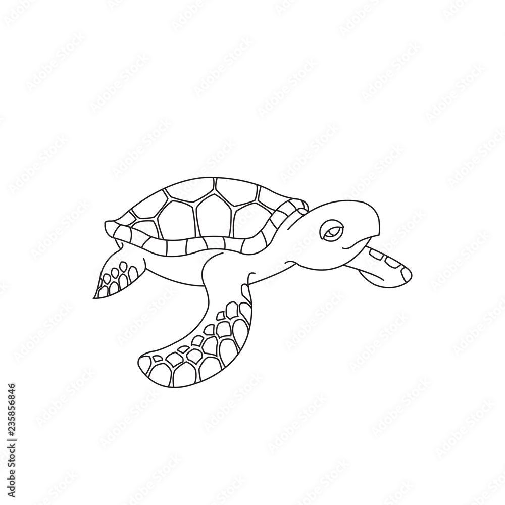Naklejka premium Cute vector sea turtle illustration.