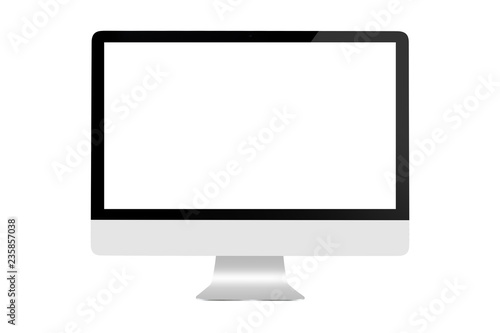 Modern flat screen computer monitor. Computer display isolated on white background