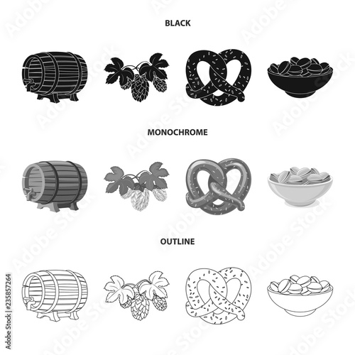 Vector illustration of pub and bar icon. Set of pub and interior stock vector illustration.