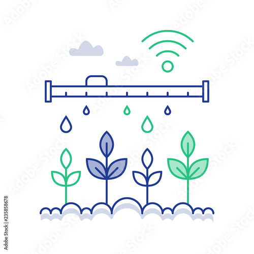 Plant stem automated watering, smart farm technology and innovation, distant control solution, dropping tube