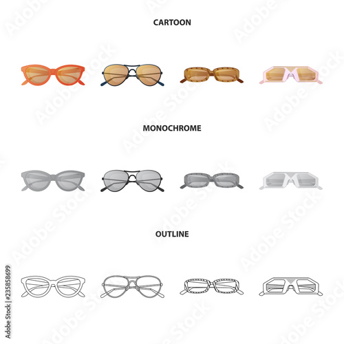 Vector illustration of glasses and sunglasses icon. Collection of glasses and accessory stock symbol for web.