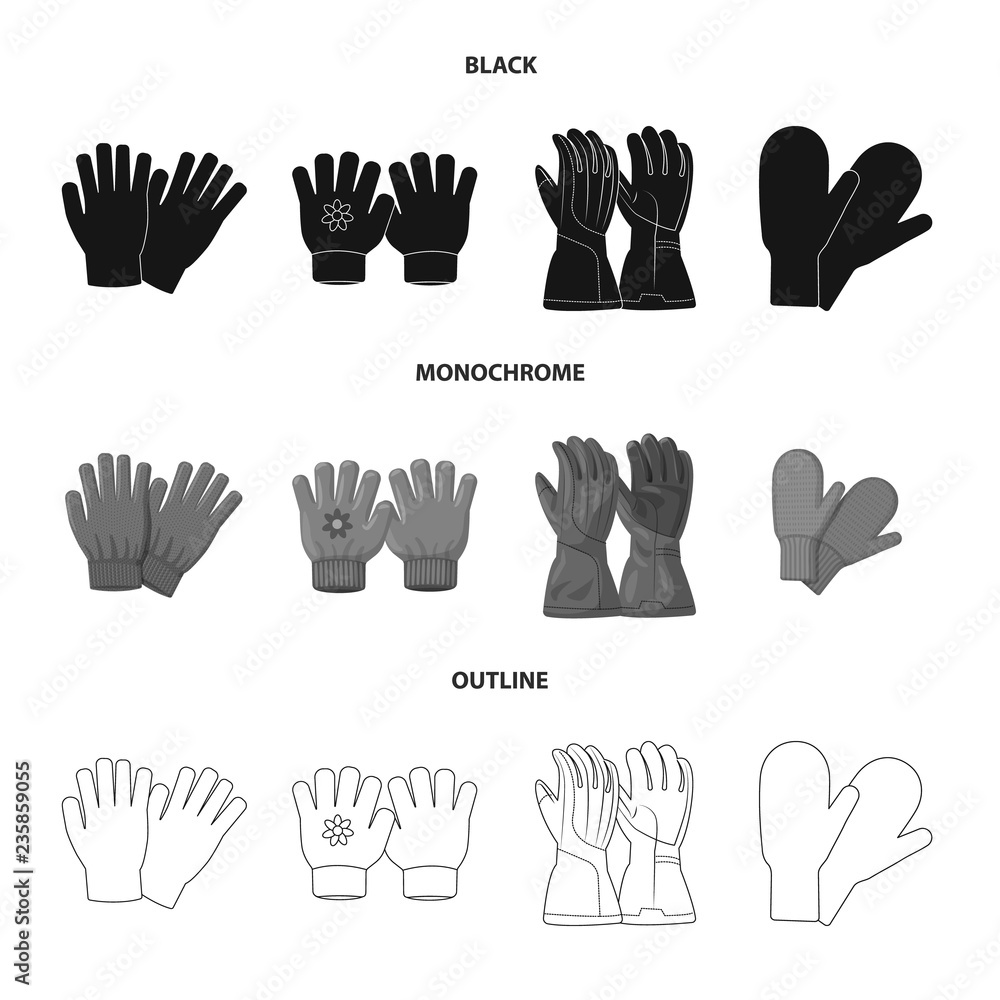 Vector design of glove and winter logo. Set of glove and equipment vector icon for stock.