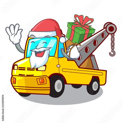Santa with gift tow truck for vehicle branding character