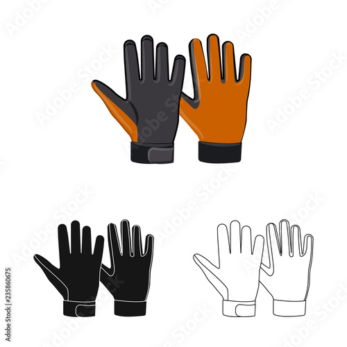 Isolated object of glove and winter sign. Collection of glove and equipment stock symbol for web.