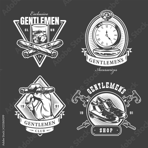 Monochrome gentleman club labels