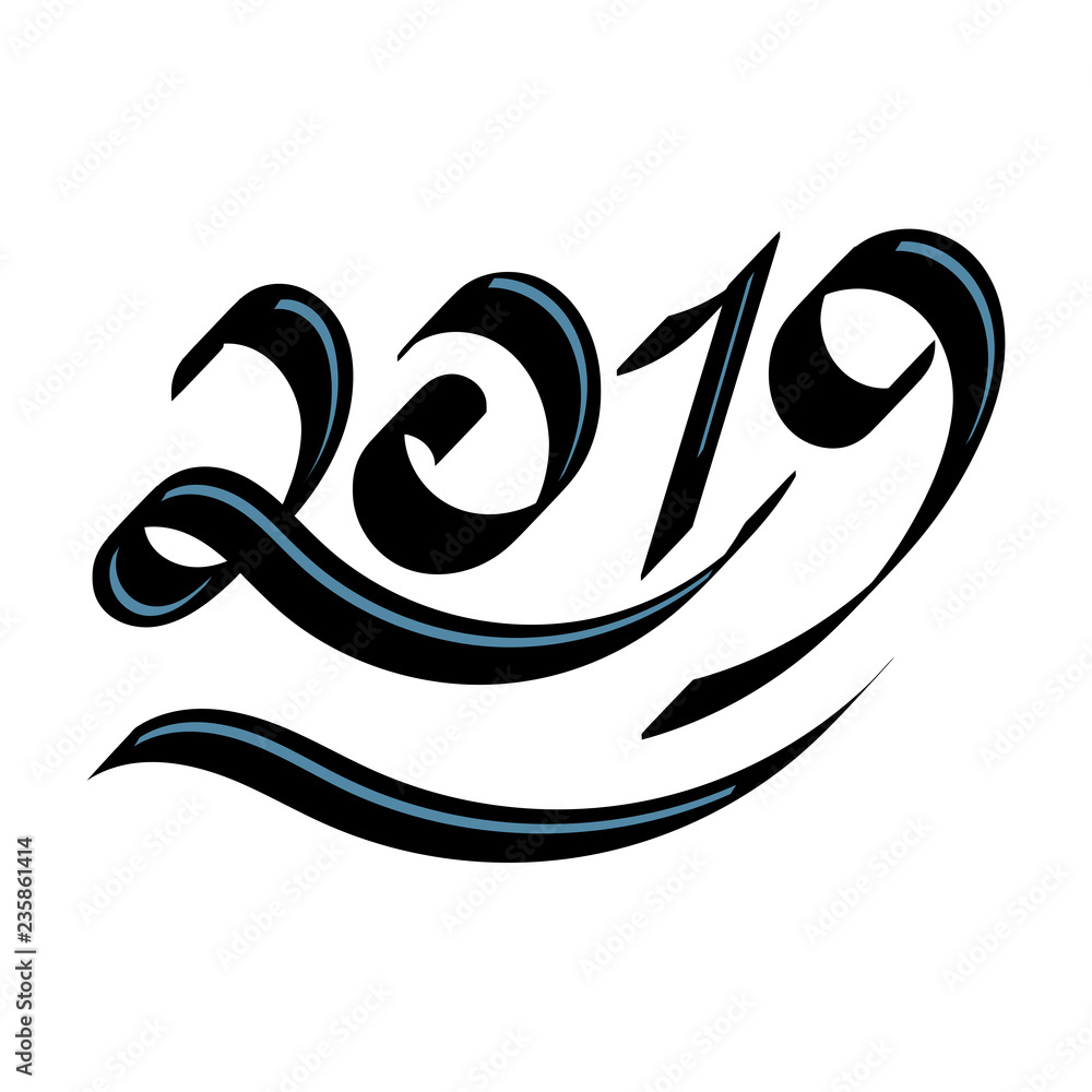 2019 Happy New year. Hand drawing. Vector illustration. 2019 Happy New year. Hand drawing. Vector illustration.
