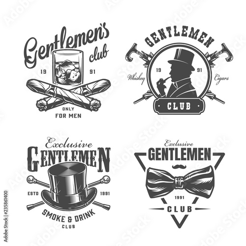 Vintage monochrome gentleman labels set