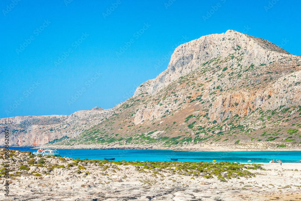The Balos lagoon in the northwest of Crete island, Greece, Europe.