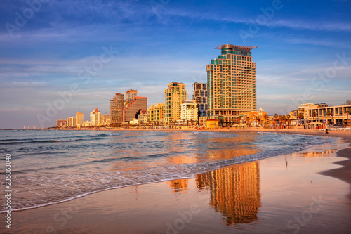 Tel Aviv Skyline. Cityscape image of Tel Aviv, Israel during sunset.  © rudi1976