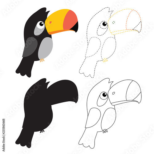 parrot worksheet vector design for kid