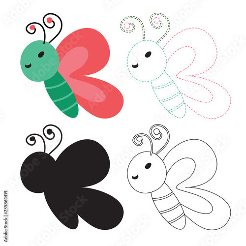 butterfly worksheet vector design for kid © terdpong2