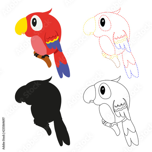 parrot worksheet vector design