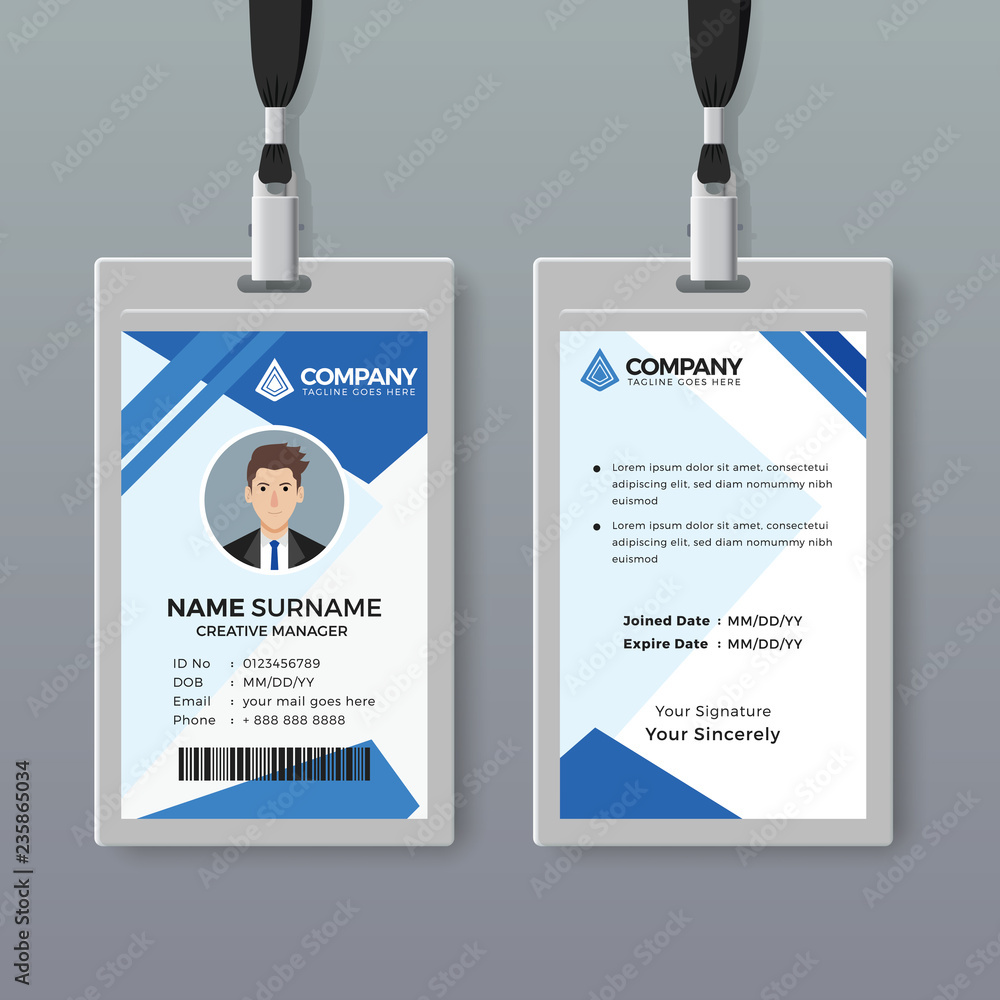 Elegant ID card template with blue details Elegant ID card template with blue details