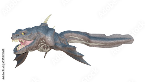 3D Rendering Fairy Tale Sea Dragon on White