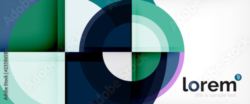 Modern geometric circles abstract background, colorful round shapes with shadow effects