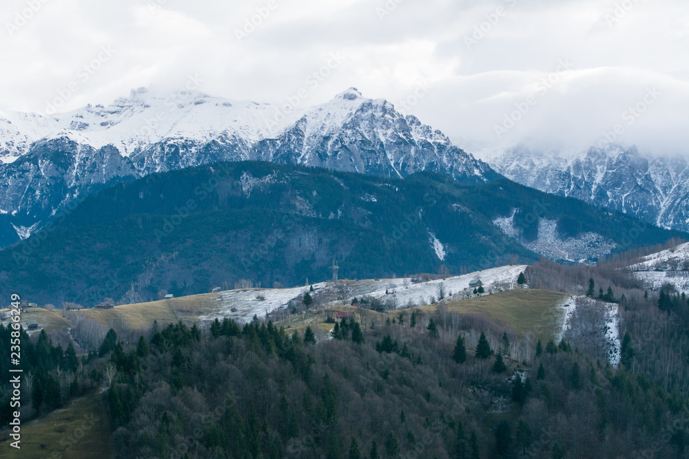 Mountain landscape in early winter
