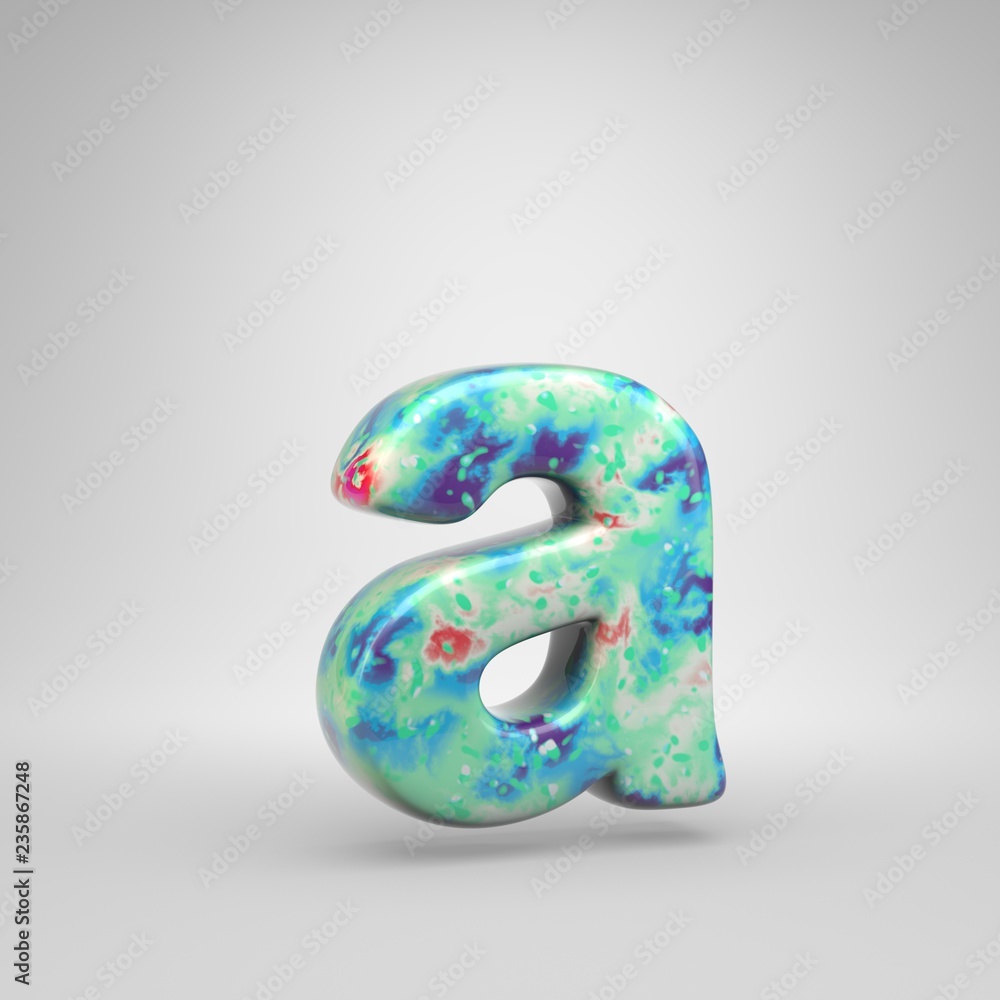 Bluish acrylic pouring letter A lowercase isolated on white background Bluish acrylic pouring letter A lowercase isolated on white background