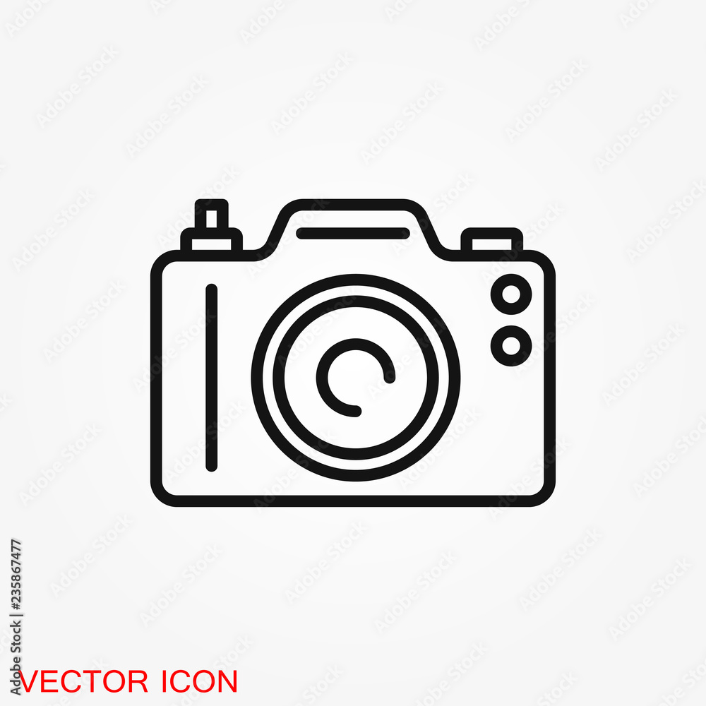 Camera Icon in flat style isolated on background Camera Icon in flat style isolated on background