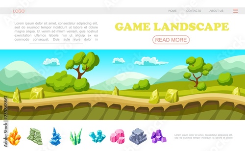 Isometric Game Landscape Web Page Template