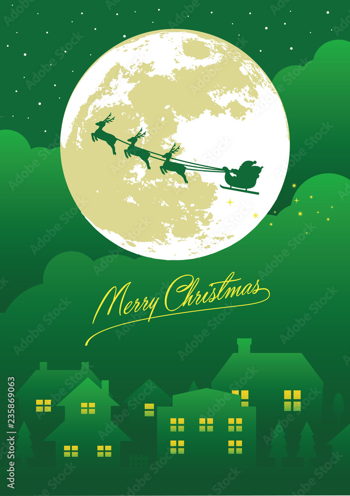 Merry christmas greeting card / green