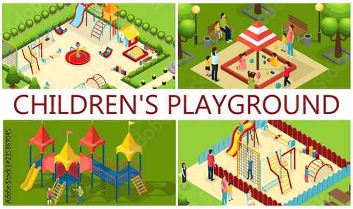 Isometric Kids Playground Composition