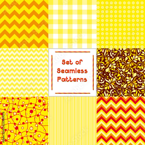 Set of abstract seamless backgrounds with Yellow pattern,vector illustration © MarketOlya
