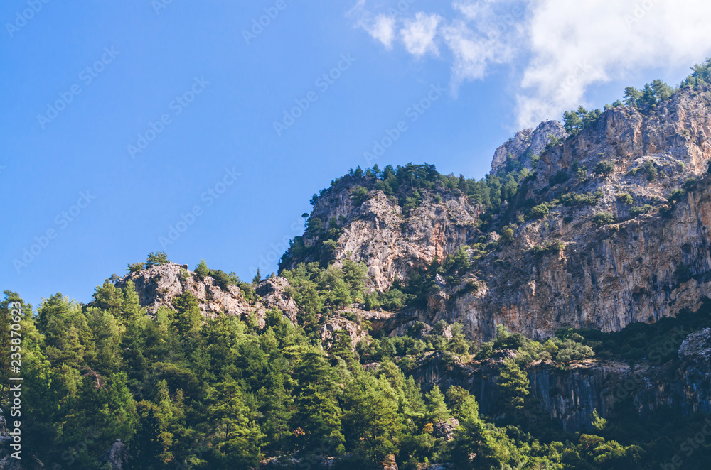 A view of a beautiful mountain Kabak Valley near Fethiye, Antalya, Turkey