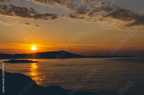 Seascape with cloudy sky at sunset. Fethie Beach. Mediterranean Sea  Antalya Province  Lycia  Anatolia Peninsula  Mediterranean Coast  Turkey 