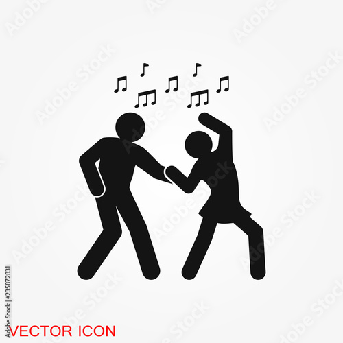 Dancing vector icon. Illustration on background, people dance