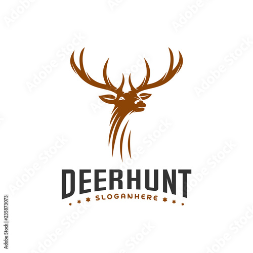 Deer Hunt Logo template, Elegant Deer Head logo designs vector