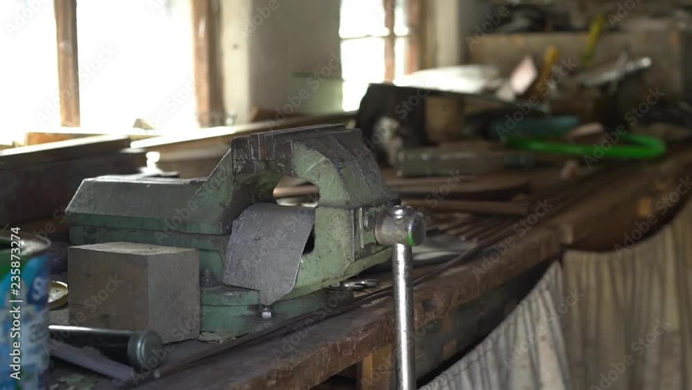 Workshop scene. Tools on the table and board. Workshop scene. Tools on the table and board.