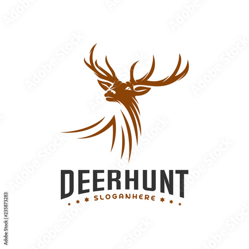 Deer Hunt Logo template, Elegant Deer Head logo designs vector