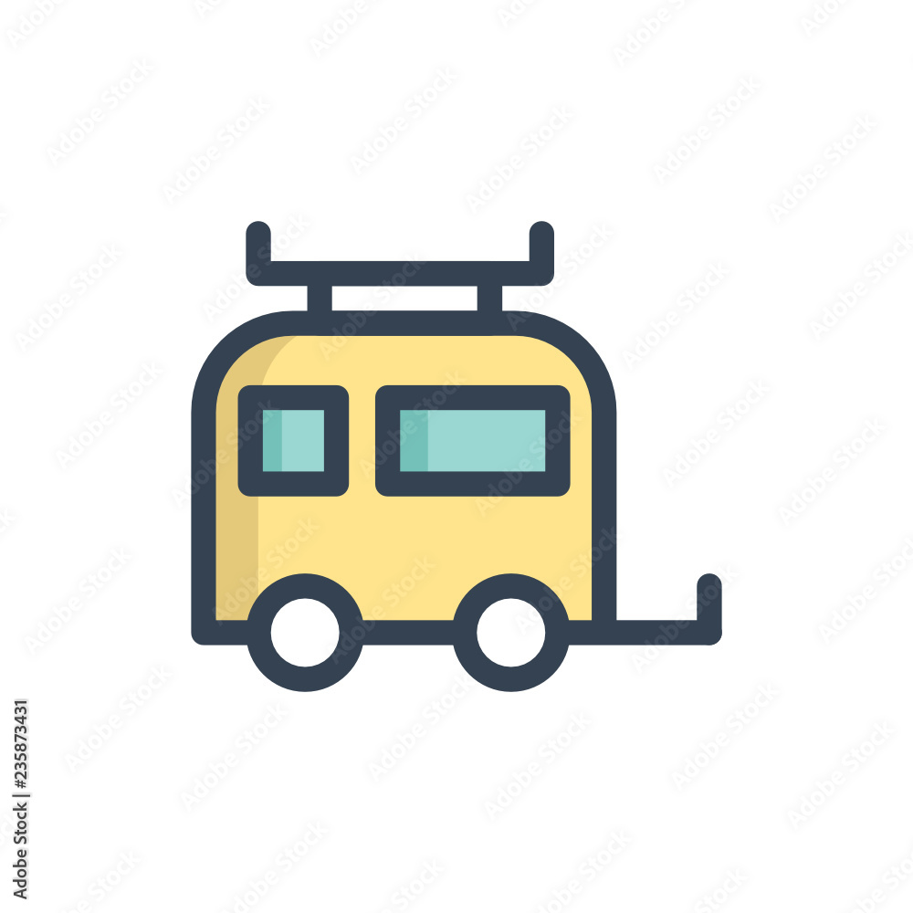caravan icon vector with fill outline style