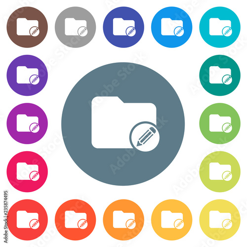 Edit directory flat white icons on round color backgrounds