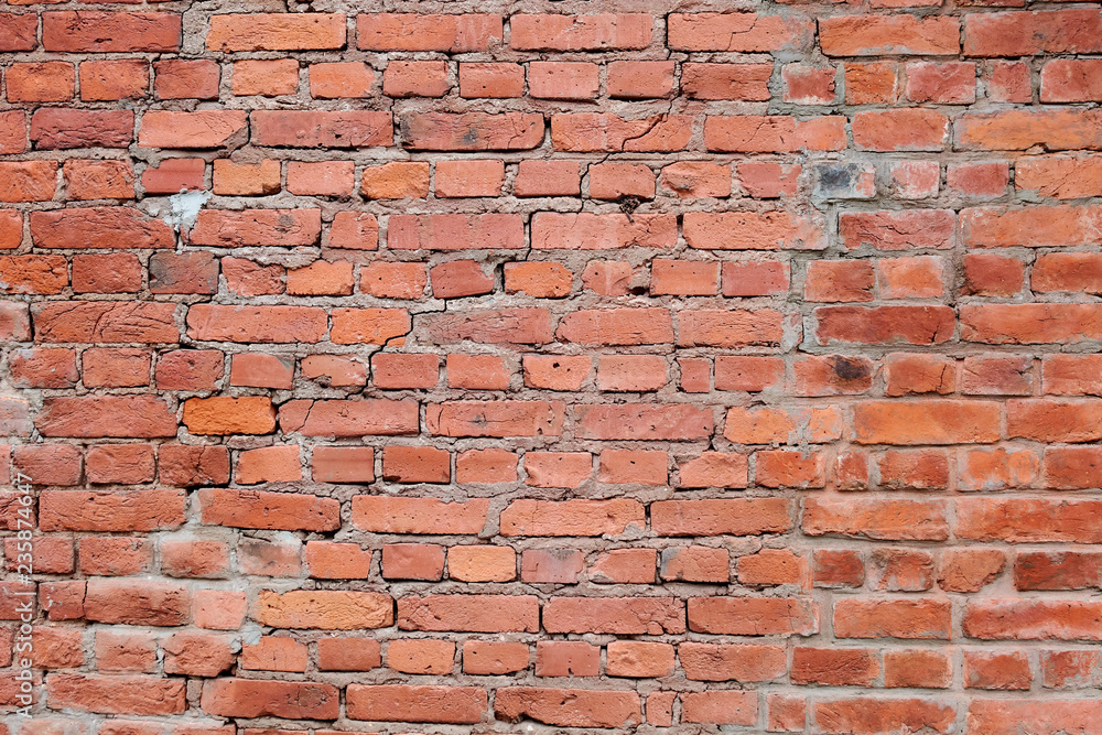 Fototapeta premium brick wall of old red color shot