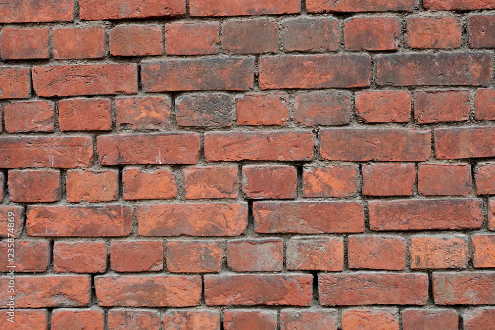 brick wall of old red color shot brick wall of old red color shot