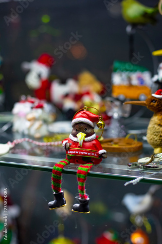 Vintage Christmas tree toy decorations kiwi bird sitting © Xristoforov