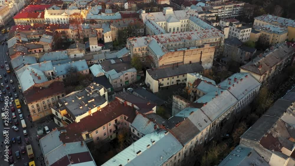 Aerial view of the historical center of Lviv. Shooting with drone Aerial view of the historical center of Lviv. Shooting with drone
