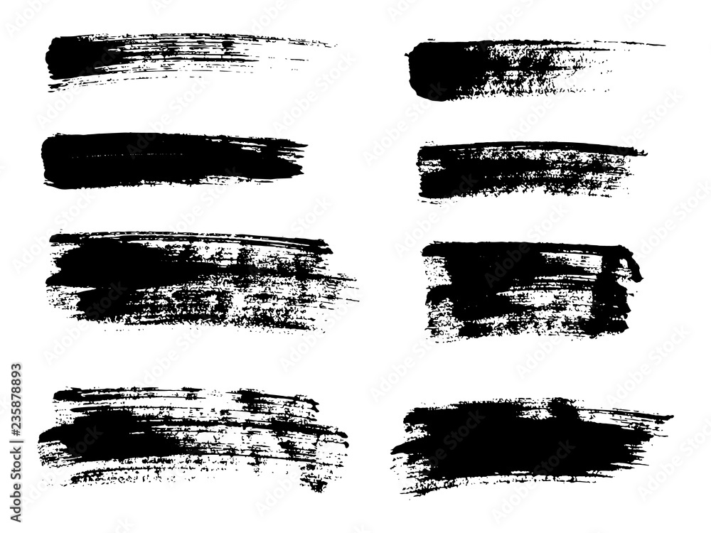 Painted grunge stripes set. Black labels, background, paint text Painted grunge stripes set. Black labels, background, paint text