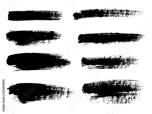 Painted grunge stripes set. Black labels  background  paint text