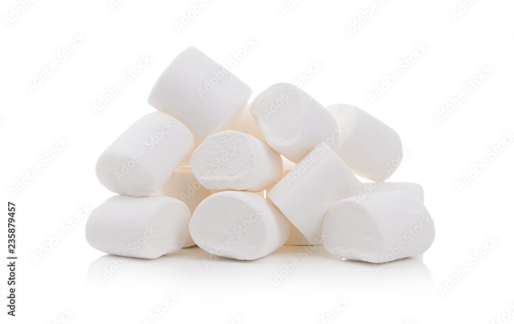 Group of tasty white marshmallows isolated on white background Group of tasty white marshmallows isolated on white background