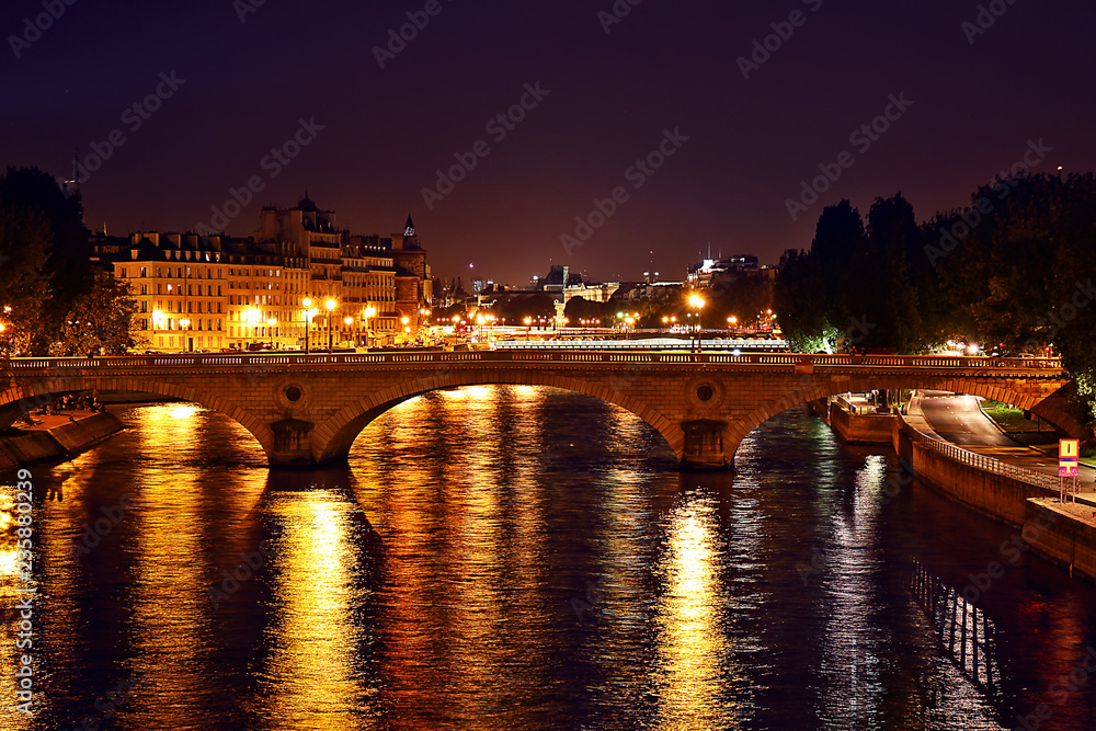 The River Seine at night in Paris