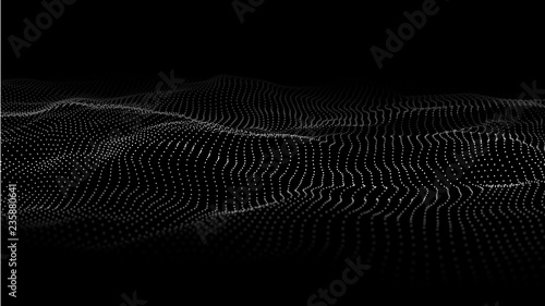 3D abstract digital wave particles. Futuristic vector illustration. Abstract background.