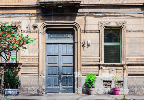 Traditional architecture of Catania, Sicily, facade of ancient building