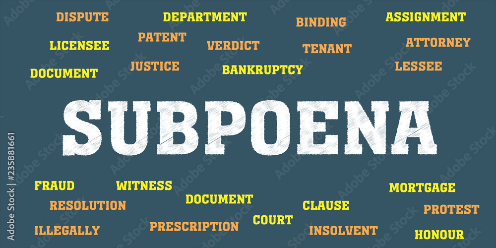 subpoena Words and tags cloud