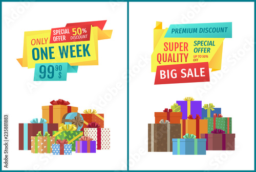 Only One Week Big Sale Set Vector Illustration