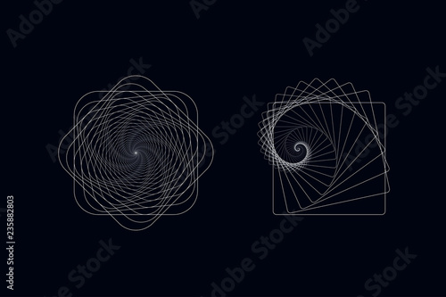 Elegant glowing polygon. Set of tunnel abstract. Twisted lines. Space tunnel.Vector illustration.