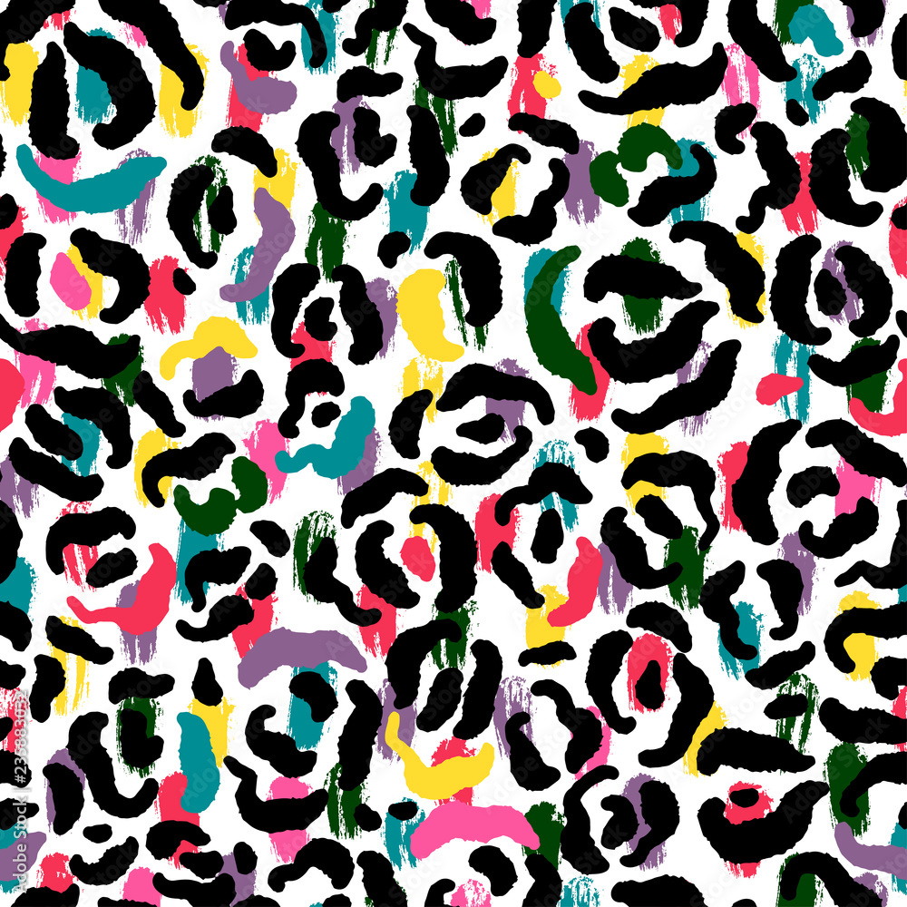 Fototapeta premium Seamless abstract pattern art. Texture with Hand Painted Crossing Brush Strokes for Print. Animal fur texture background. Modern graphics.