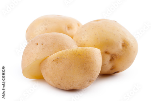 raw yellow potato isolated on white background