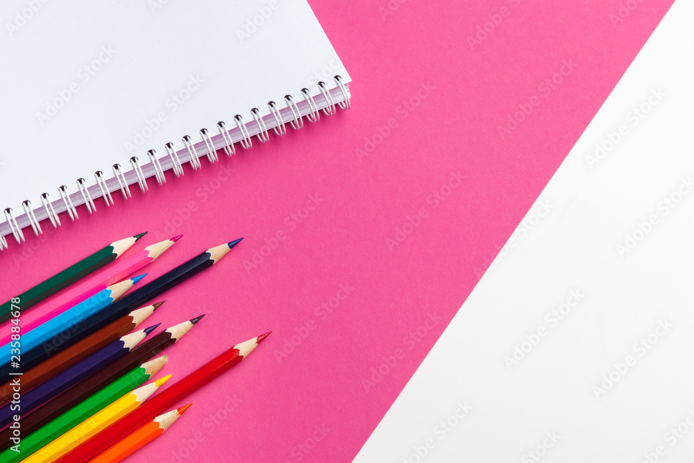 Pencil crayon on a bright pink background. Art concept Pencil crayon on a bright pink background. Art concept